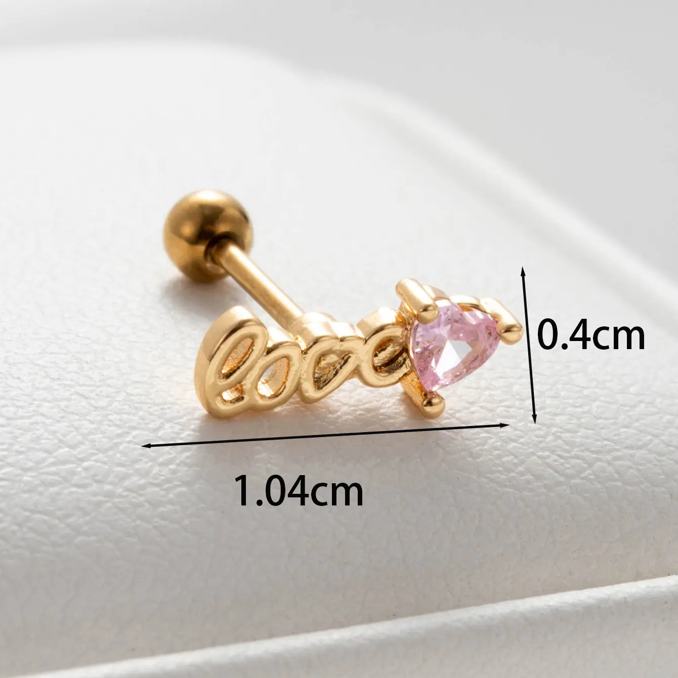 1 Piece Simple Series Classic Heart Titanium Steel 18K Gold Plated Zircon Wome's Stud Earrings h5 